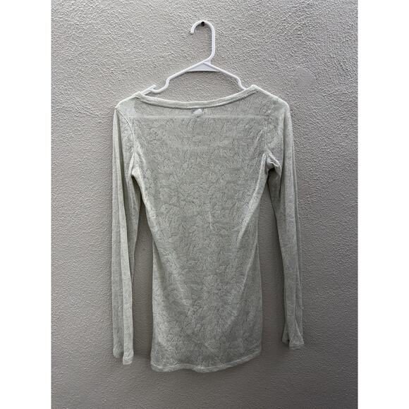 Express Womens Shirt Size Small Off-White Long Sleeve Semi Sheer - Picture 6 of 11